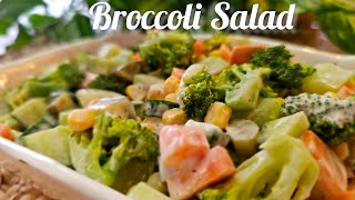 Delicious vegetarian broccoli salad recipe!  Creamy broccoli salad