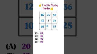 #Reasoning #Puzzle #Missing_Number #BrainTeaser #MathsPuzzle  #IQTest #LogicalReasoning  #Puzzle
