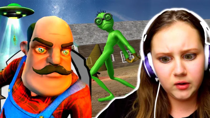 Scary Green Alien Tricks Grandpa from Hello Neighb...
