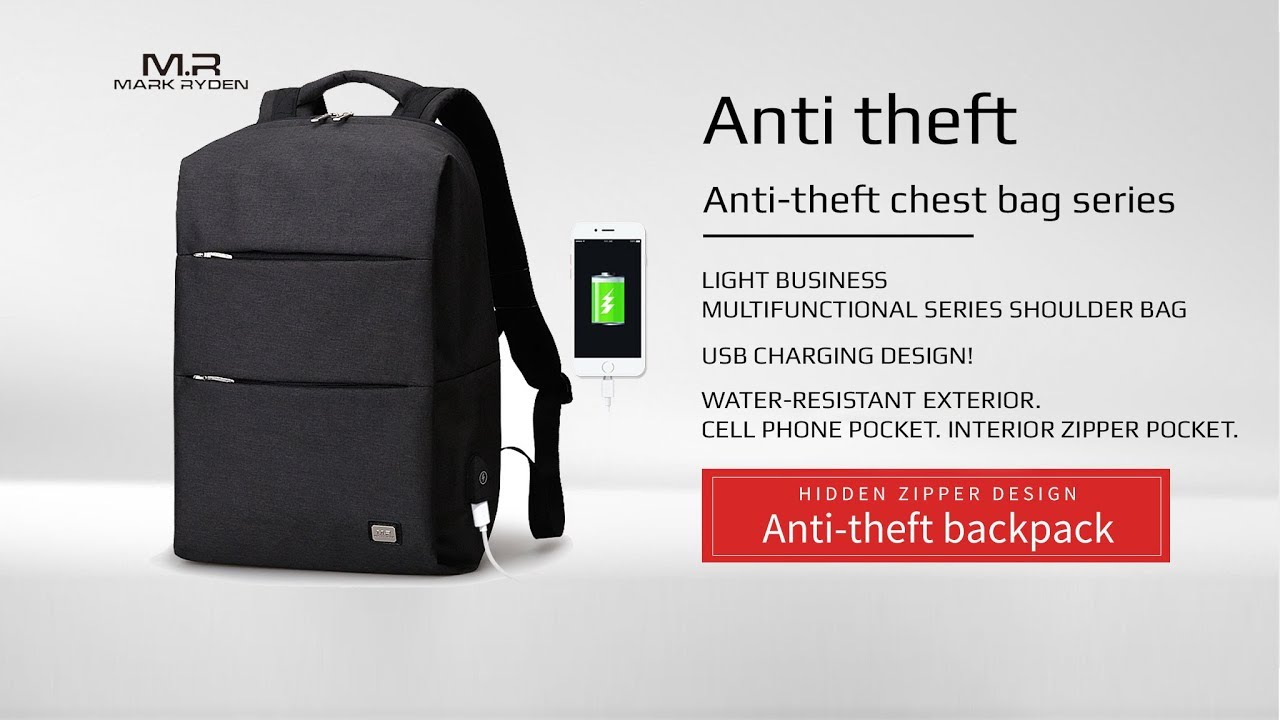 theft proof backpack with usb charger