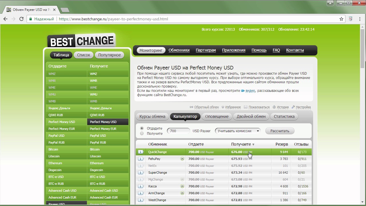 Как обменять Payeer на Perfect Money?