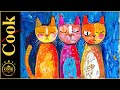 &quot;The Cat&#39;s Meow: Creating Whimsical Abstract Cats with Vibrant Acrylics #whimsicalfolkart