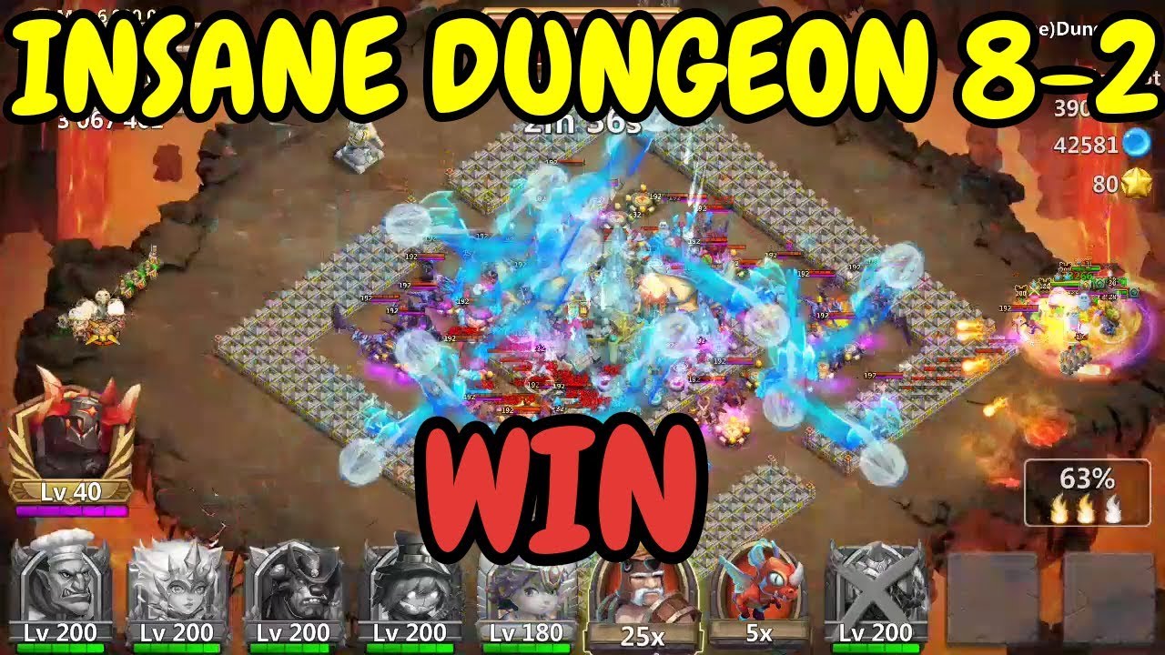 Insane Dungeon 8-2 Win I Castle Clash - YouTube