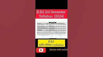 B.Ed 3rd semester Syllabus |2024| B.Ed | #ytshorts #shorts #Syllabus #study_with_anchal #davv
