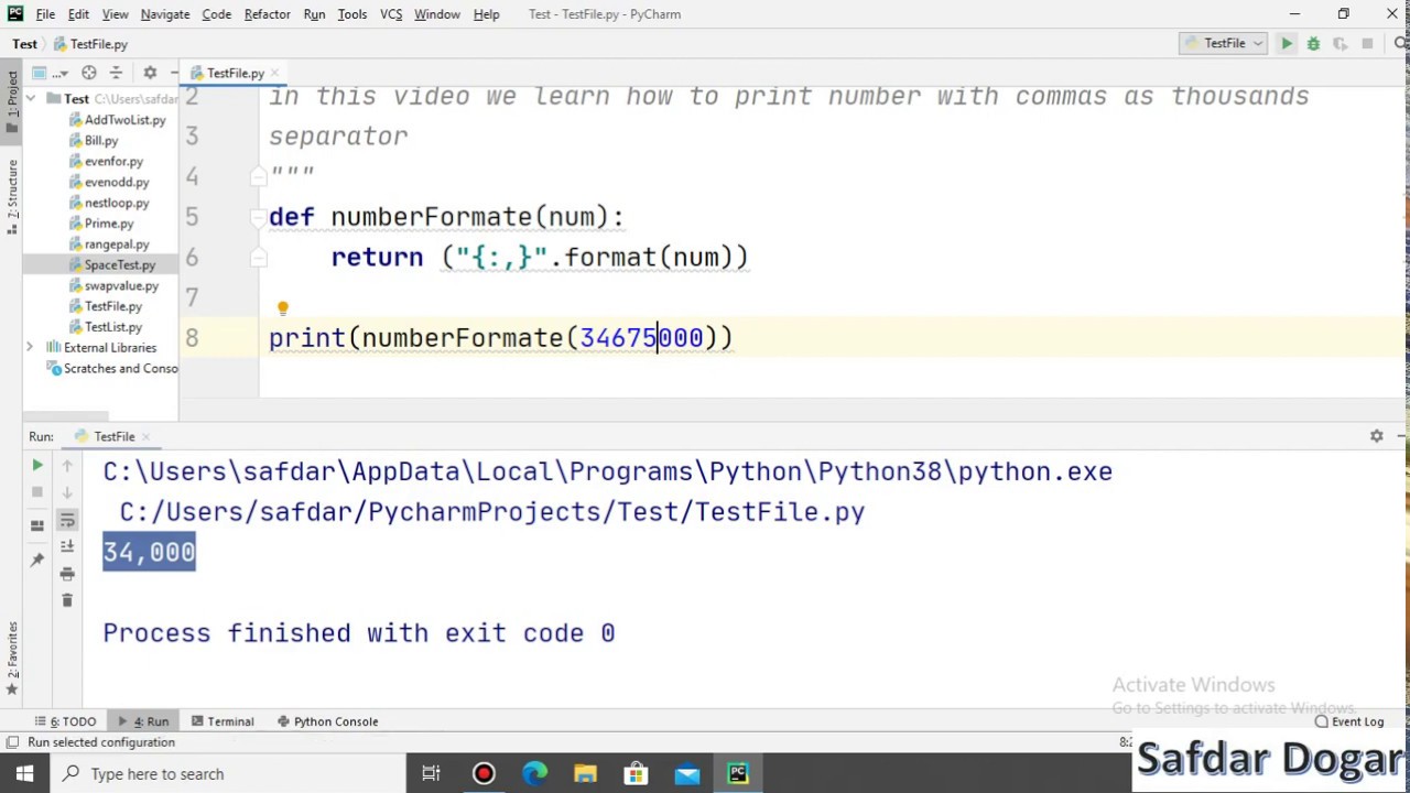 Python Program Print Number With Commas As Thousands Separator In Python