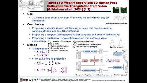 TriPose : A Weakly Supervised 3D Human Pose Estimation via Triangulation from Video 논문 리뷰