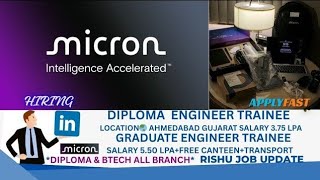 Micron Technology Ltd Hiring for BTech Engineers 🤠 | 5.5 LPA+ Salary | Freshers | GET | @MicronTe...