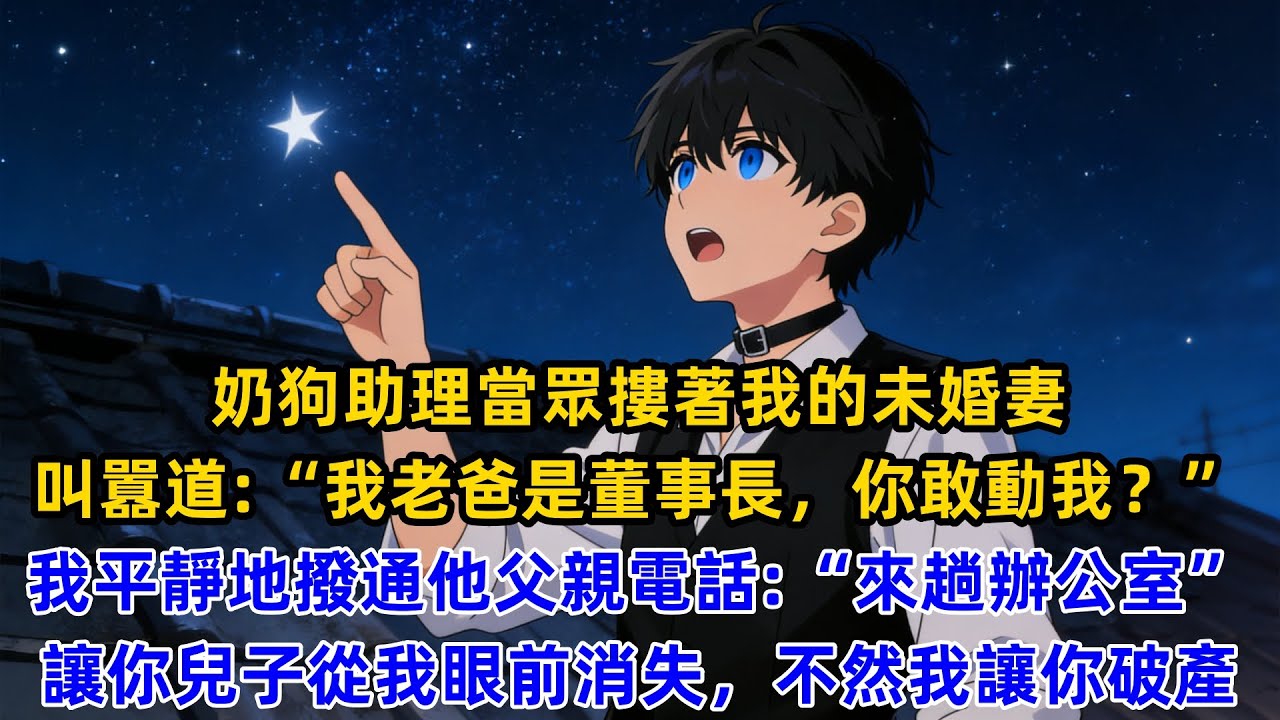 奶狗助理當眾摟著我的未婚妻叫囂道：“我老婆是董事長，你敢動我？”我平靜地撥通他父親電話：“來趟辦公室，讓你兒子從我眼前消失，不然我讓你破產。”