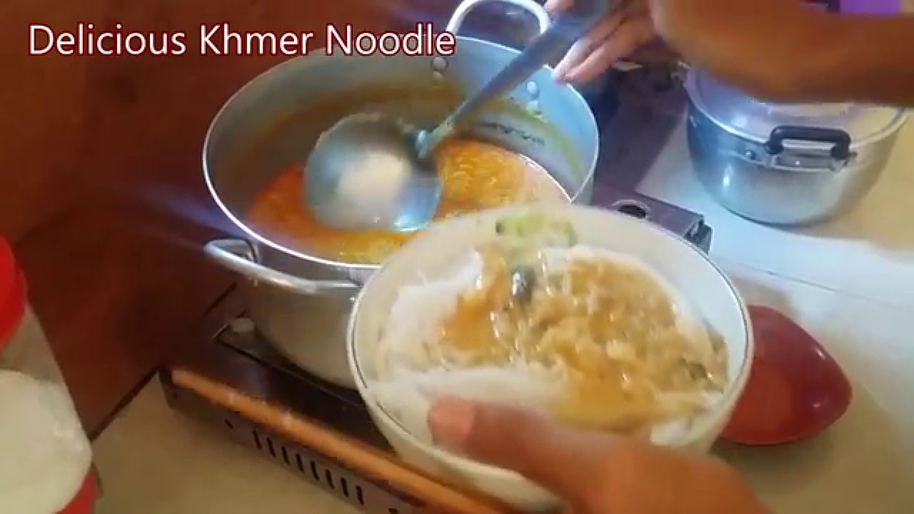 "Num Banchork"--Cambodian Noodles | Khmer noodle | Khmer food | How to make a Khmer noodle