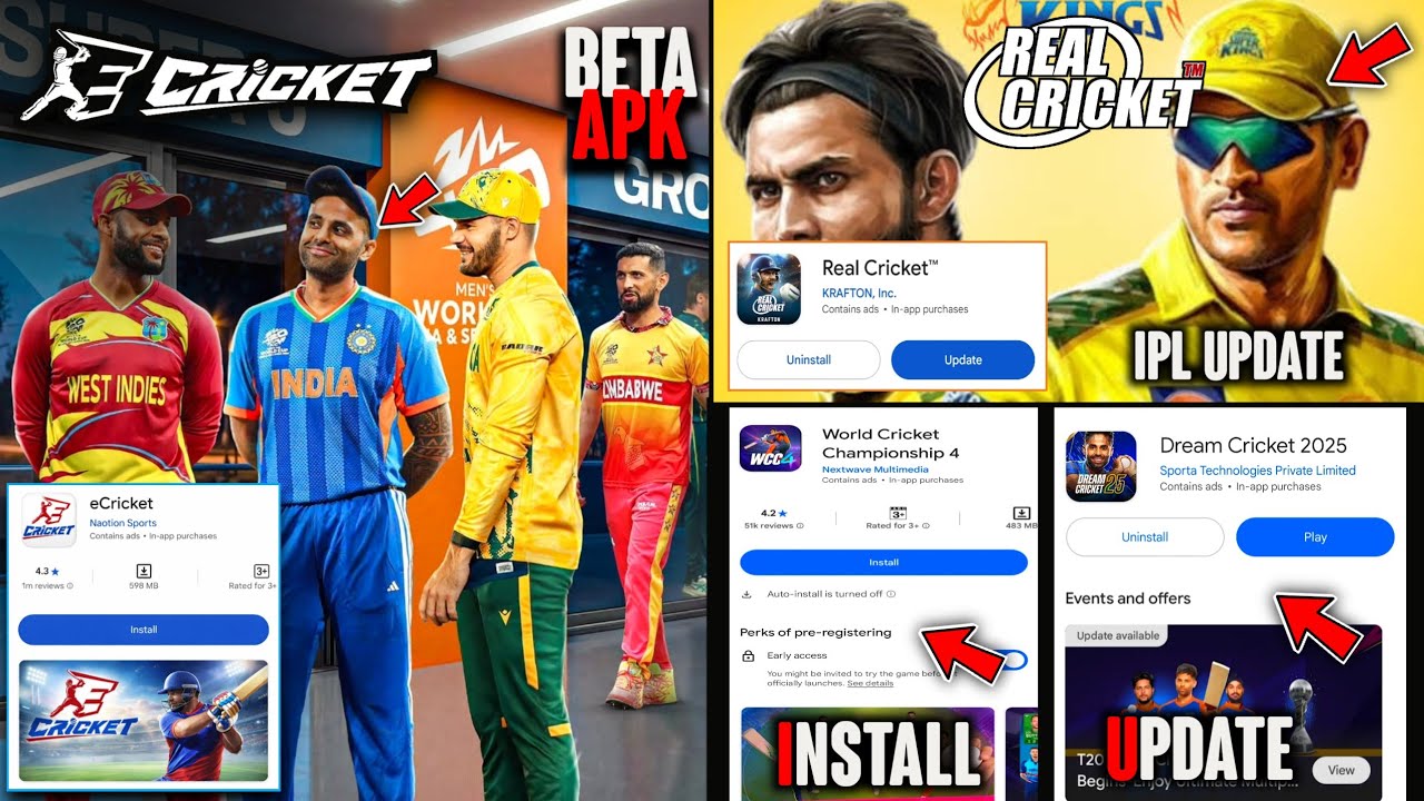 E Cricket Playstore 🔥 Real Cricket Update & WCC4 Download 😍 Dream cricket 25 Update