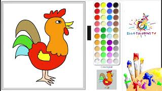 ROOSTER   Online Coloring Page - Ella Coloring TV