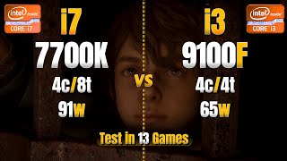 Clash of i3 & i7🔥 : Intel Core i7 7700k vs i3 9100f : Test in 13 Games