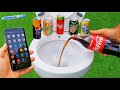 Experiment !! PHONE vs Cola Lime, Pepsi, Mtn Dew, Yedigün, Didi and Mentos in Toilet