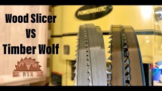 Bandsaw Resaw Blade Comparison:  Timber Wolf BiMetal vs Highland Woodworking 'Wood Slicer'.