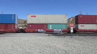 BNSF container train at Cajon Pass summit
