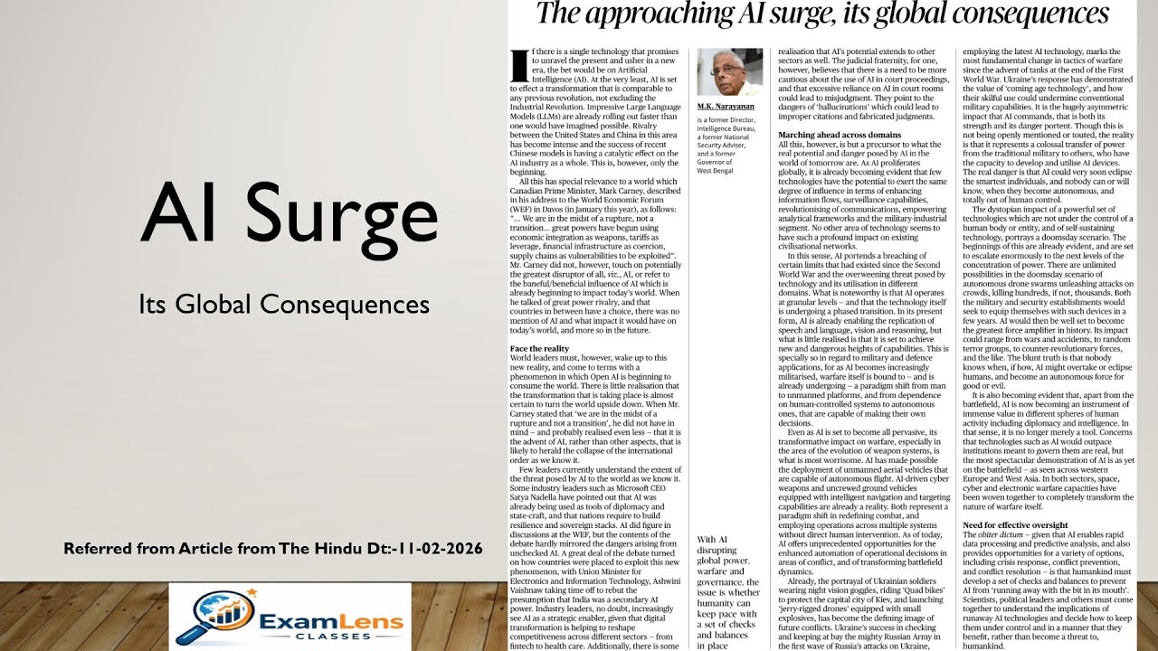 Artificial Intelligence Surge And Its Global Consequences. Current Affairs-The Hindu Editorial