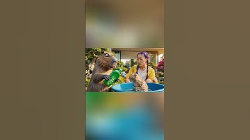 Capybara cùng Chị Rumi giúp bà tắm con mèo anh và cái kết #capybara