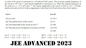 A series LCR circuit is connected to a 45 sin(𝜔𝑡) Volt source. The resonant angular frequency of the