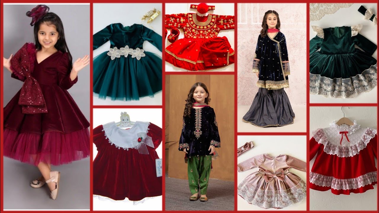 Velvet dresses for baby girl fancy party wear dresses 2023