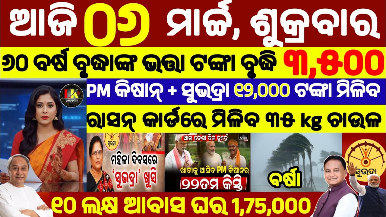 today's morning news odisha/06 march 2026/subhadra yojana online apply process/odisha news today