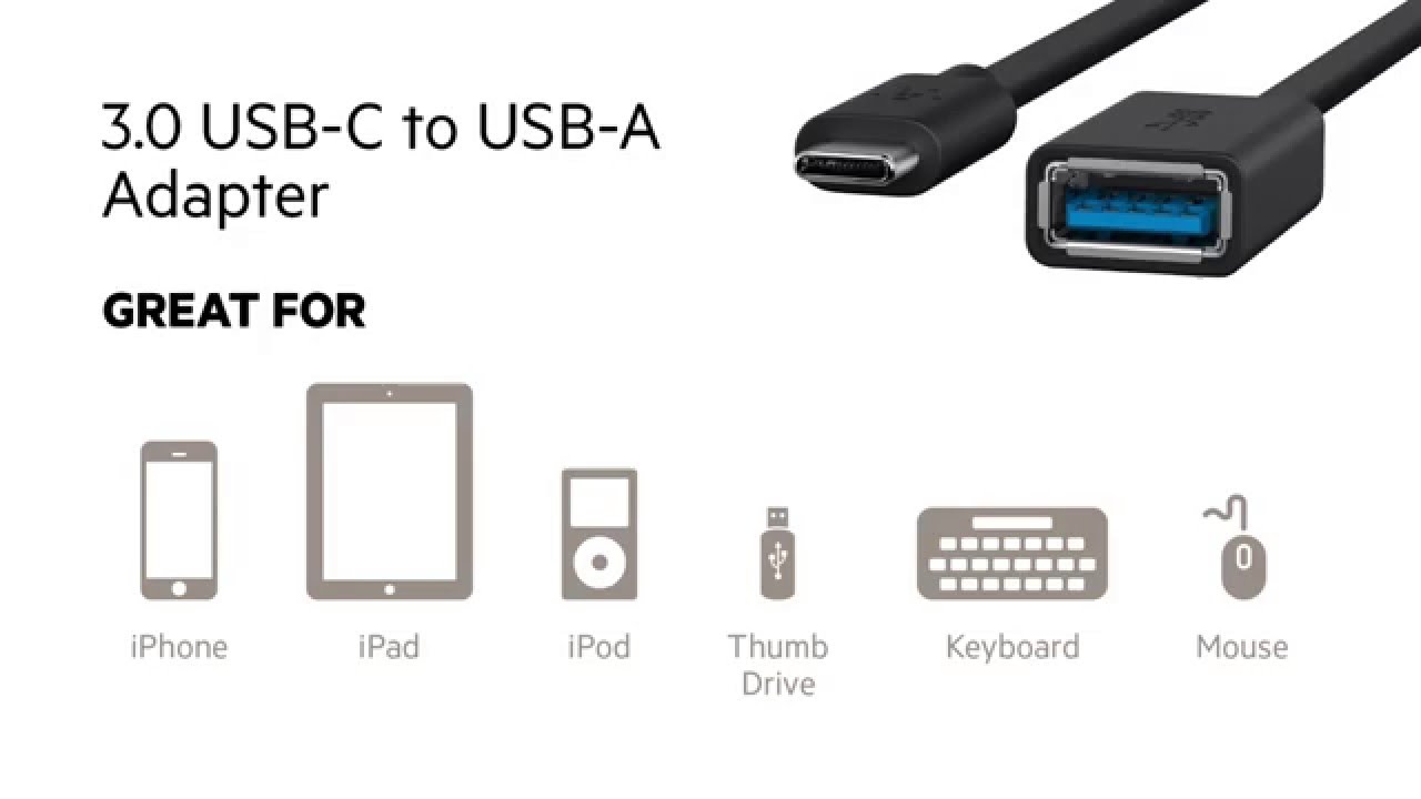 USB-C At A Glance: 3.0 USB-C to USB-A Adapter by Belkin 