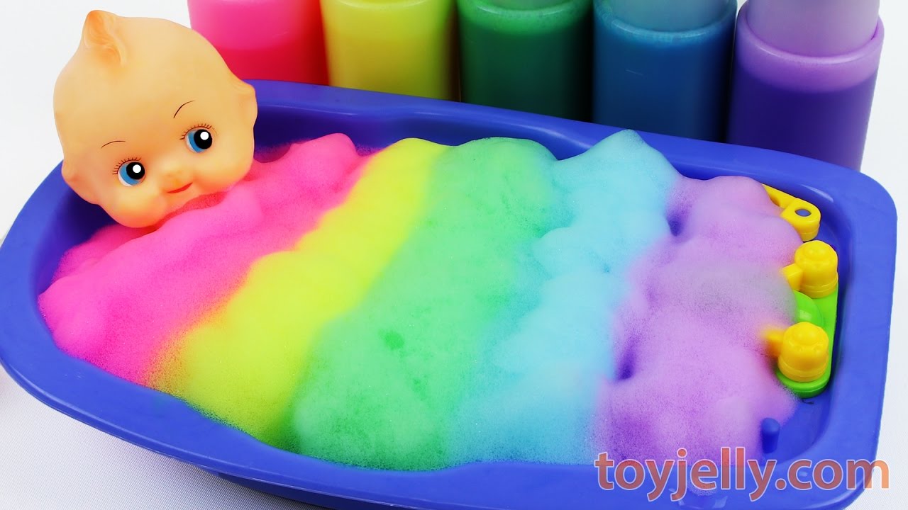 Download Learn Colors Baby Doll Body Paint Color Foam Bubble Bath Time Kinetic Sand Suprise Ice Cream ...