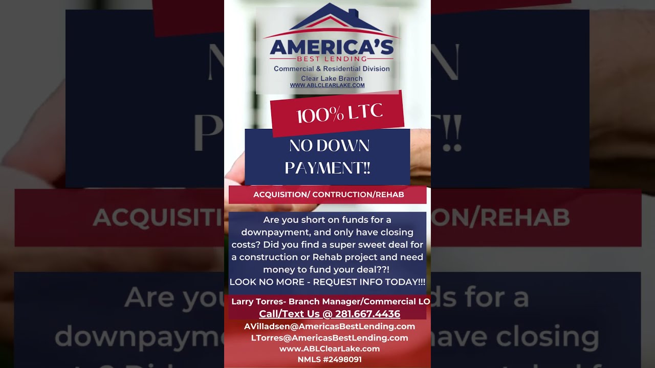 No Downpayment Loans- Commercial, Residential, Multifamily- NO DOWN PAYMENT- Acquisition-Rehab-Const