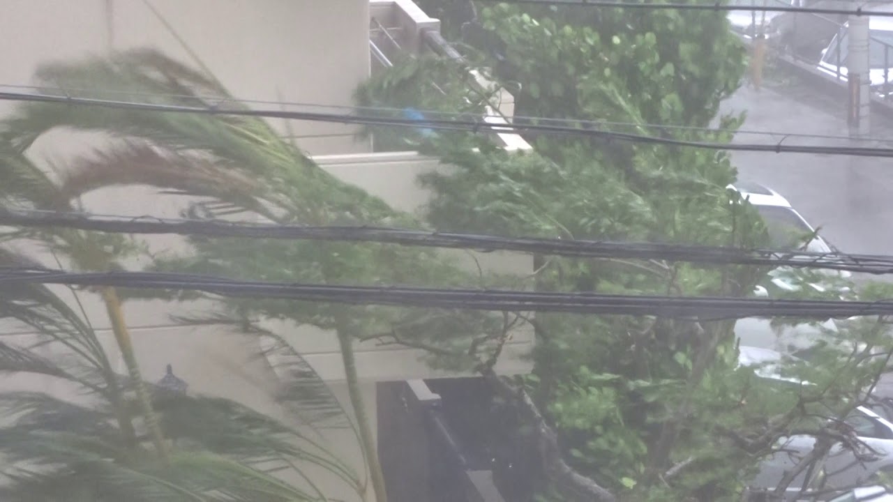 台風24号吹き返しの風。。 - YouTube