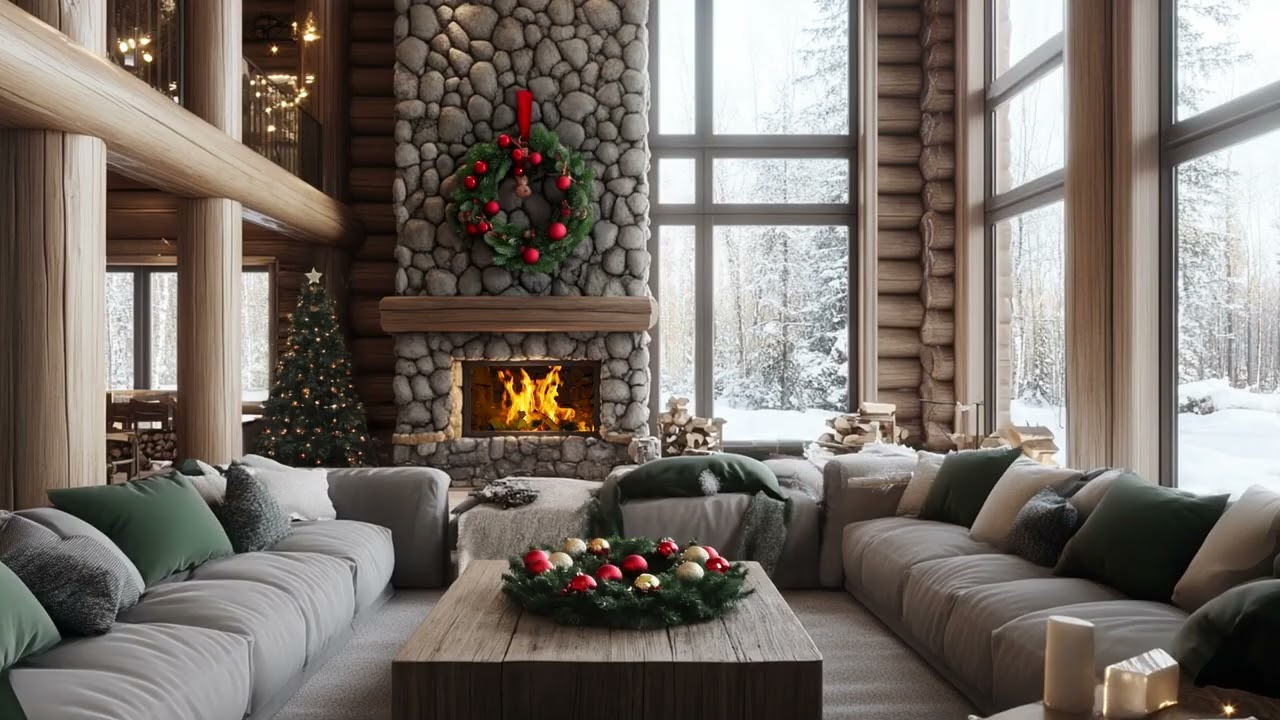 Christmas Snow And Crackling Fire Sounds Create A Cozy Calm Seasonal Mood