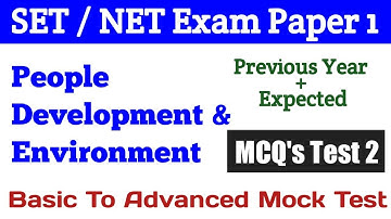 UGC NET / SET Exam  Mock Test ! Paper 1 Mcqs ! People Development & Environment Part 2