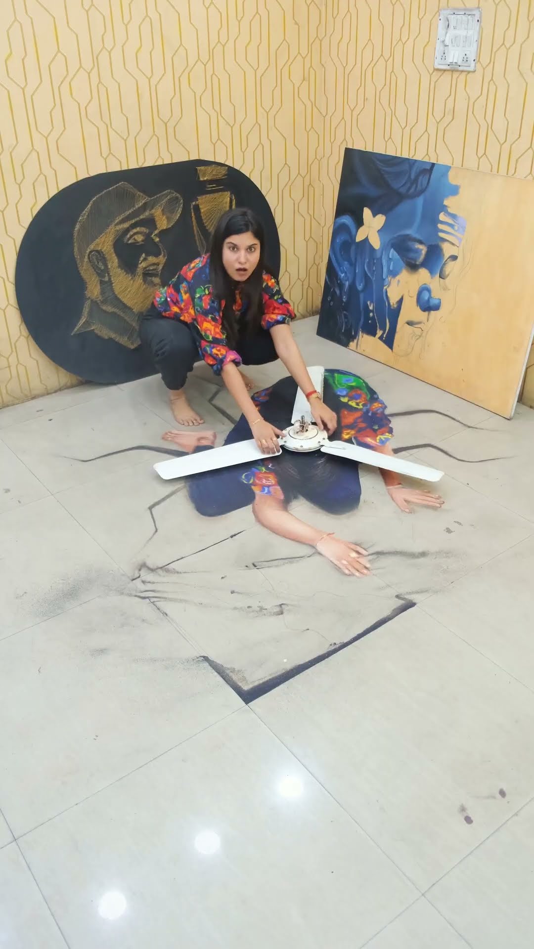 Ye FAN kese gir gaya ? #shorts #artistshikhasharma #3dartwork