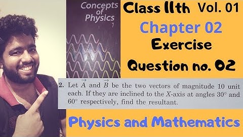HC Verma Vol 1 - Ch 2 , Ex Qno. 2 , Let A & B be two vectors of magnitude 10 units each.If they are