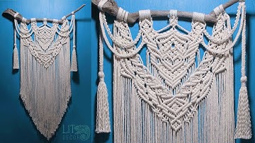 TIME LAPSE 🌷 DIY Large Driftwood Macrame Wall Hanging Tutorial Boho style Free pattern by LIT decor