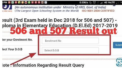 506 and 507 Result out# NIOS D.El.Ed 3rd Sem result