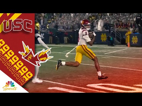 USC's Ja'Kobi Lane takes deep pass from Jayden Maiava to the house vs. Notre Dame | NBC Sports