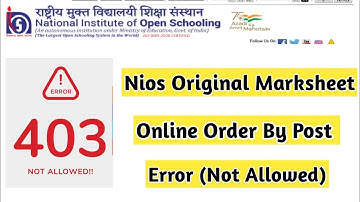 Nios Original Marksheet Order Errors ( Not Allowed) | Task Is Helping (NIOS) #nios #marksheet