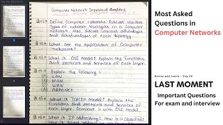 Most Important Questions in Computer Networks for exam purpose - Top 20 - Last moment Tutorial 2023