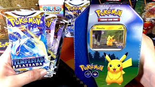 ABRIENDO UNA LATA DE POKÉMON GO Y 6 SOBRES DE CARTAS POKÉMON TEMPESTAD PLATEADA