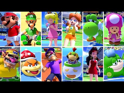 Mario Tennis Aces - All Characters Animations (Win, Loss u0026 Special Shot)