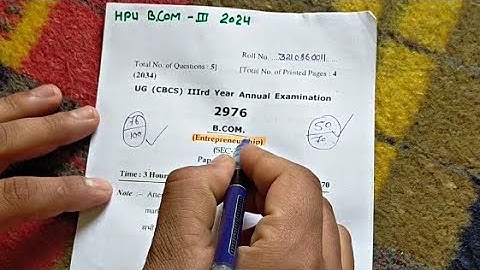 Entrepreneurship question paper bcom 3rd year hpu 2024 | annual examination 2024