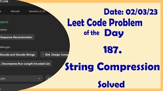 443 || String Compression || C++ || Leetcode Daily Challenge