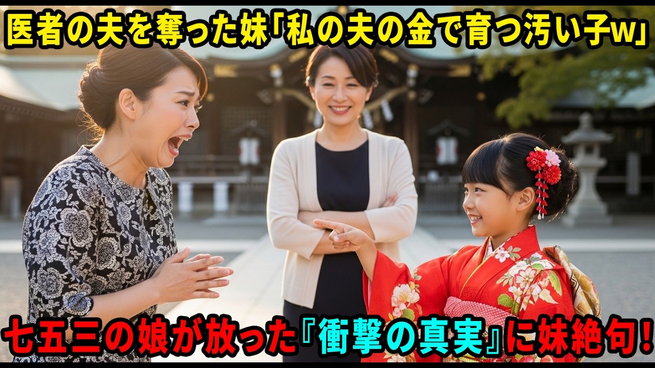 娘の七五三で、医者の夫を奪った妹に遭遇。「私の旦那の金で育つ汚い子ｗ」と見下す妹に、娘が「知らないの？ママは…」と『衝撃の真実』を放ち、妹が顔面蒼白に…