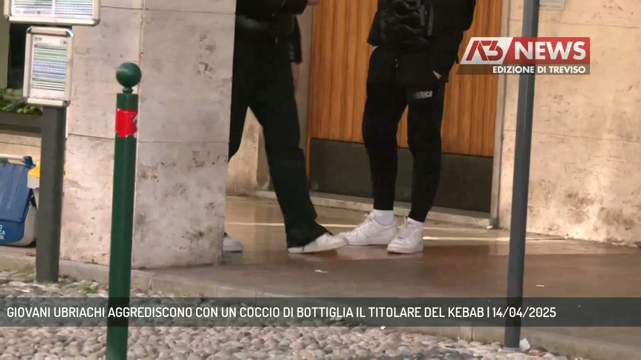 GIOVANI UBRIACHI AGGREDISCONO CON UN COCCIO DI BOTTIGLIA IL TITOLARE DEL KEBAB | 14/04/2025