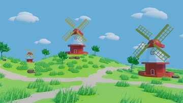 Windmill animation in Blender | Lowpoly