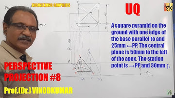 PERSPECTIVE PROJECTION -8, KTU, December 2019, Square pyramid by Prof. Vinodkumar