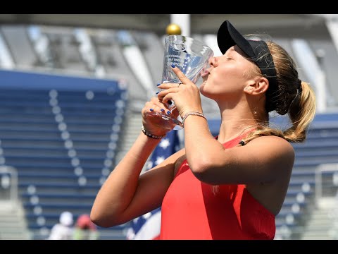 2017 US Open: Winners Walk with Girls' Singles Amanda Anisimova