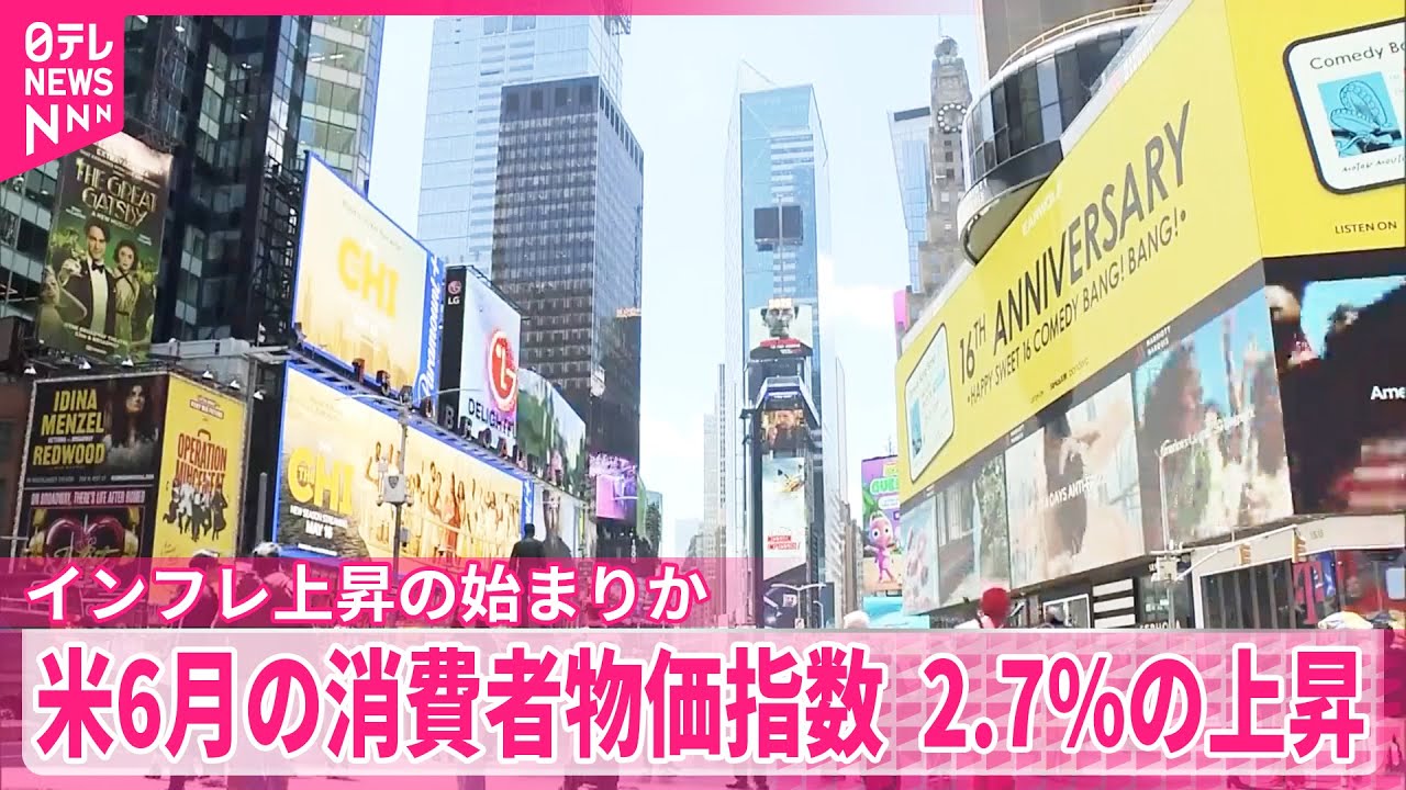 アメリカ】6月の消費者物価指数 2.7％の上昇 2か月連続で伸び加速