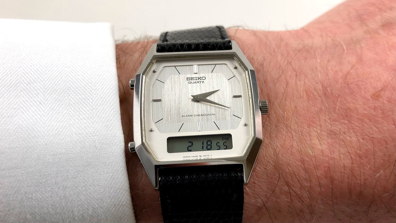 Seiko Ref. H448-5100 Alarm Chronograph 1980s | steel quartz vintage  wristwatch with dual display - Black Bough | Ludlow
