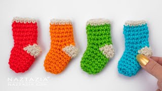 HOW to CROCHET MINI STOCKING  Cute Ornament Stockings by Naztazia