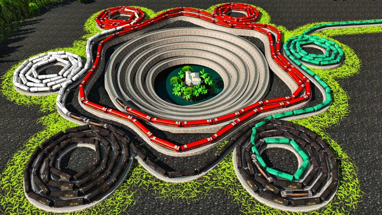 Jalur Kereta Api Bawah Tanah Penuh Rintangan🚦Perjalanan Jalur Pusaran Bumi Raksasa 7 Spiral🚇Trainz